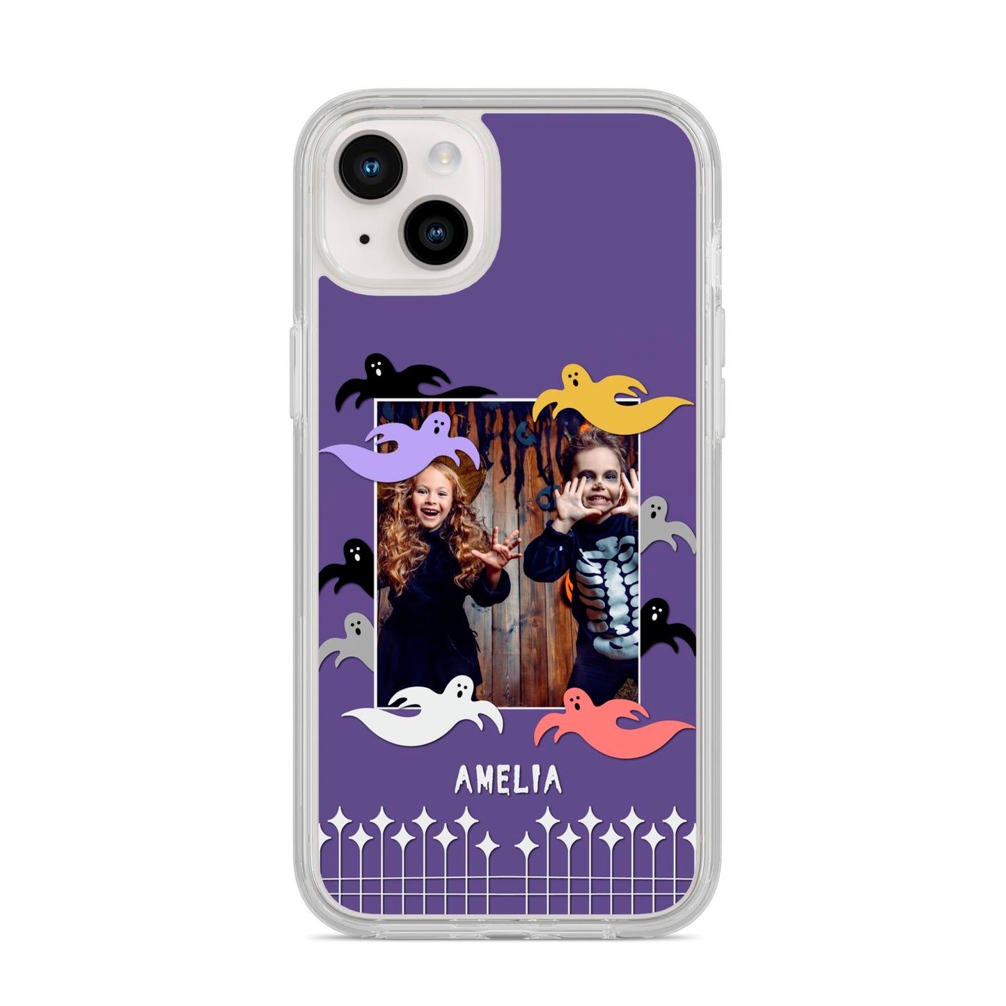 Personalised Halloween Photo Upload iPhone 14 Plus Clear Tough Case Starlight