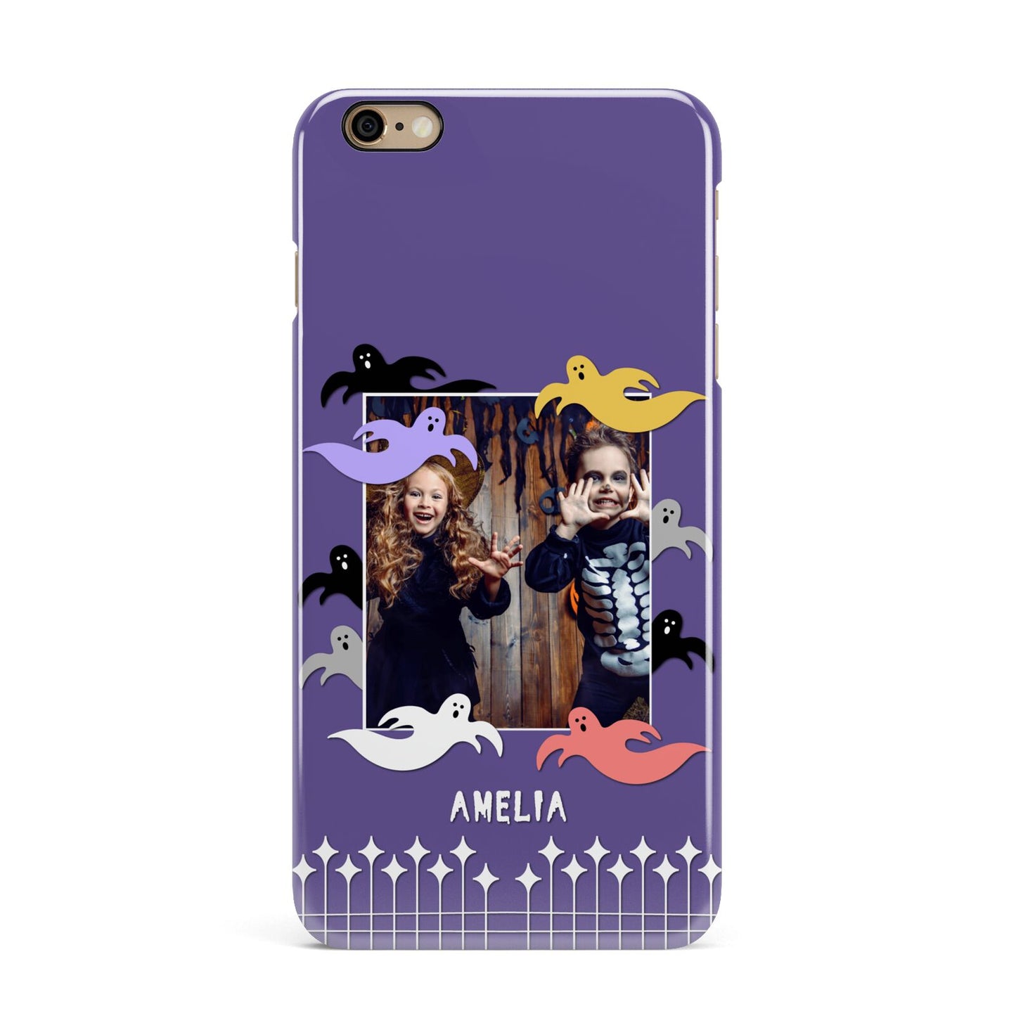 Personalised Halloween Photo Upload iPhone 6 Plus 3D Snap Case on Gold Phone