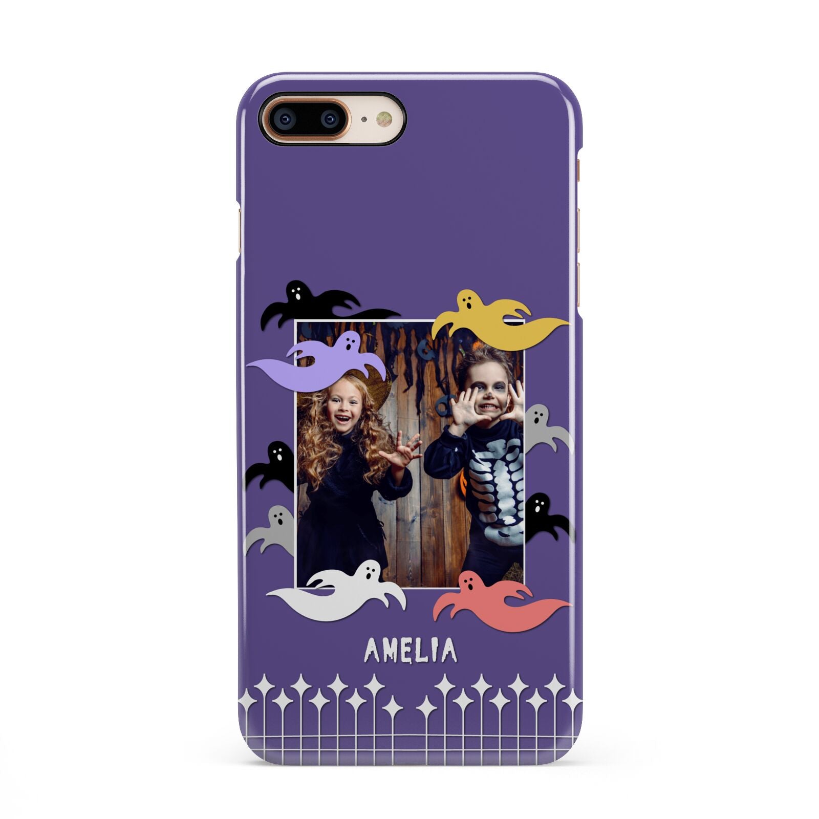 Personalised Halloween Photo Upload iPhone 8 Plus 3D Snap Case on Gold Phone