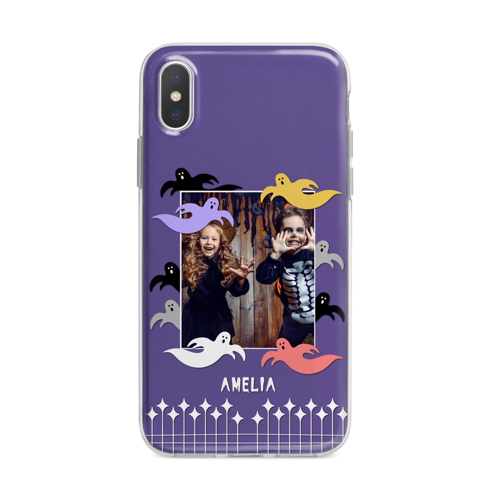Personalised Halloween Photo Upload iPhone X Bumper Case on Silver iPhone Alternative Image 1