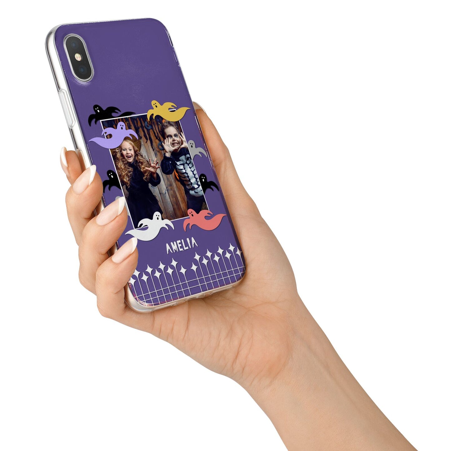 Personalised Halloween Photo Upload iPhone X Bumper Case on Silver iPhone Alternative Image 2