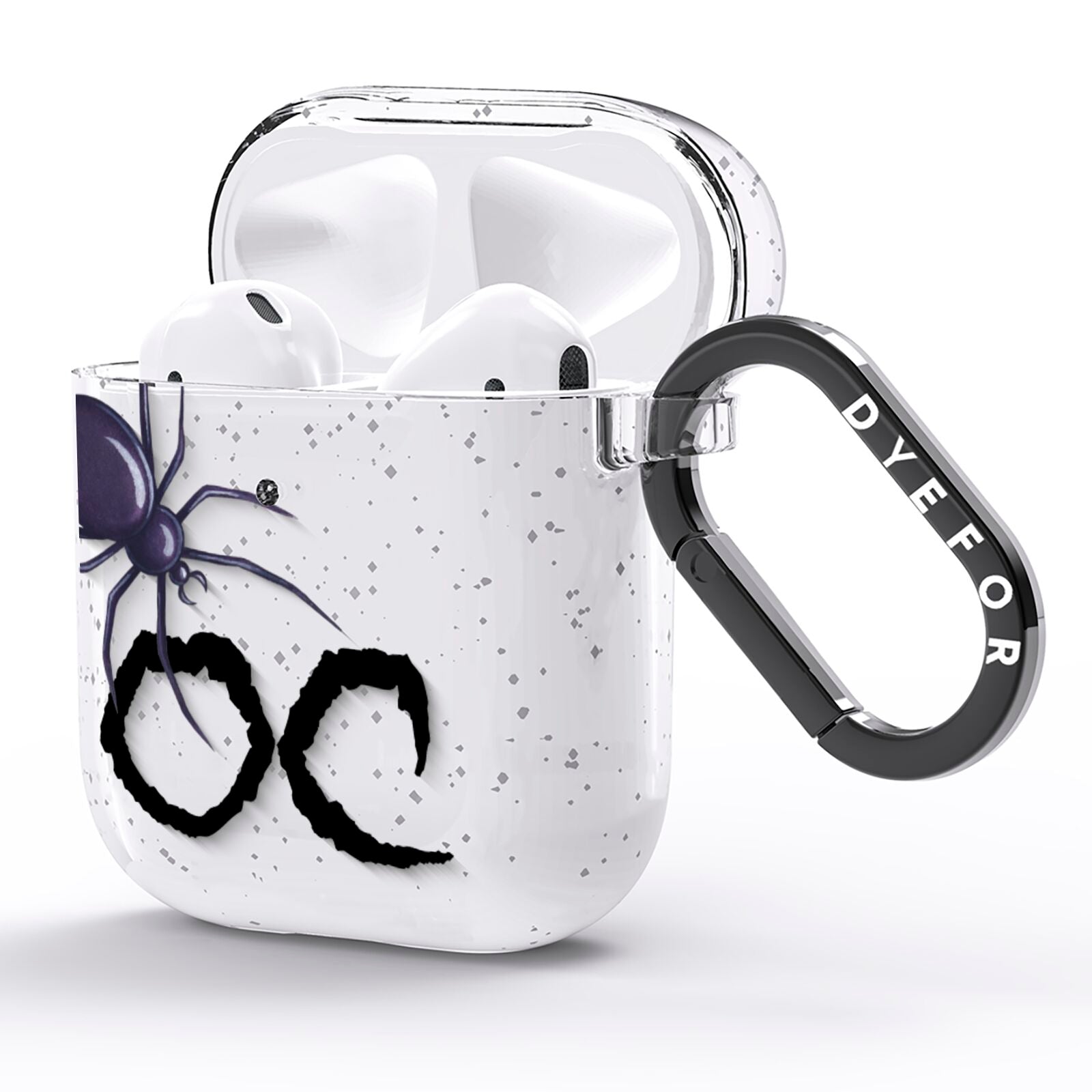 Personalised Halloween Spider AirPods Glitter Case Side Image