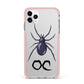 Personalised Halloween Spider Apple iPhone 11 Pro Max in Silver with Pink Impact Case
