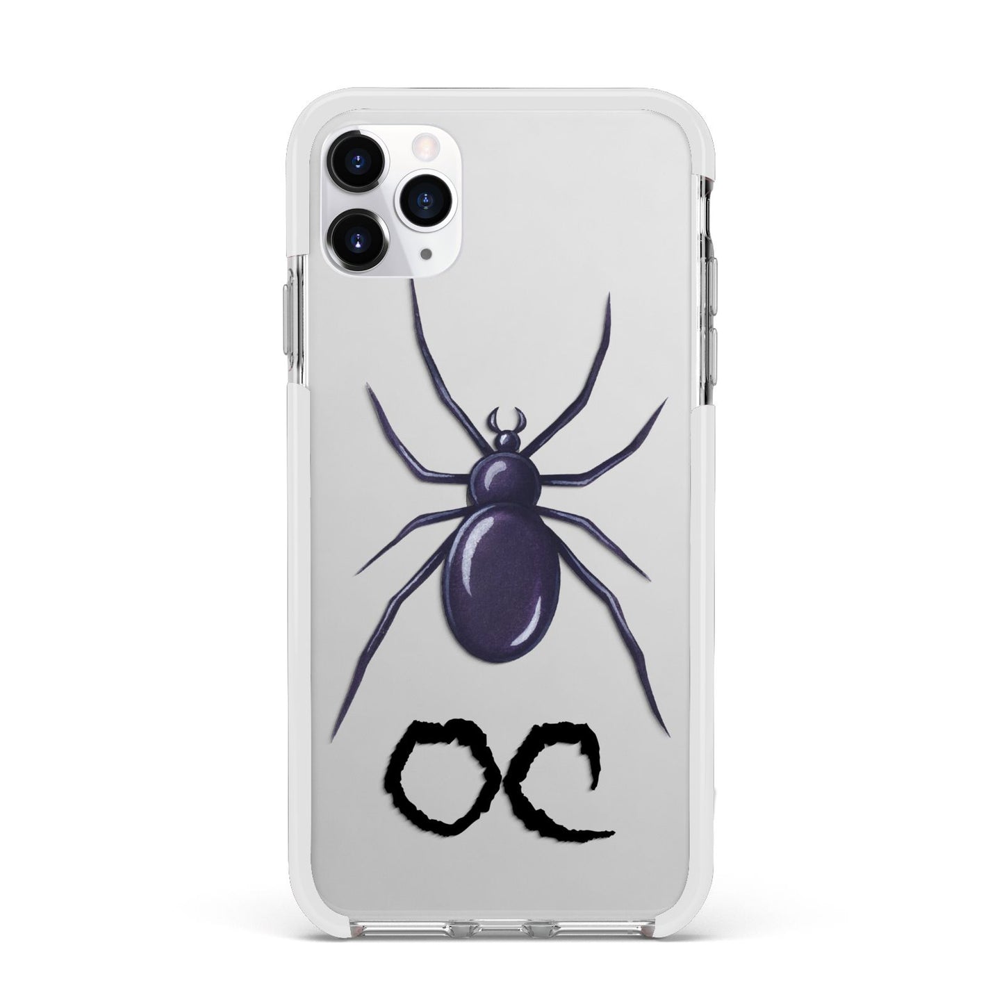 Personalised Halloween Spider Apple iPhone 11 Pro Max in Silver with White Impact Case
