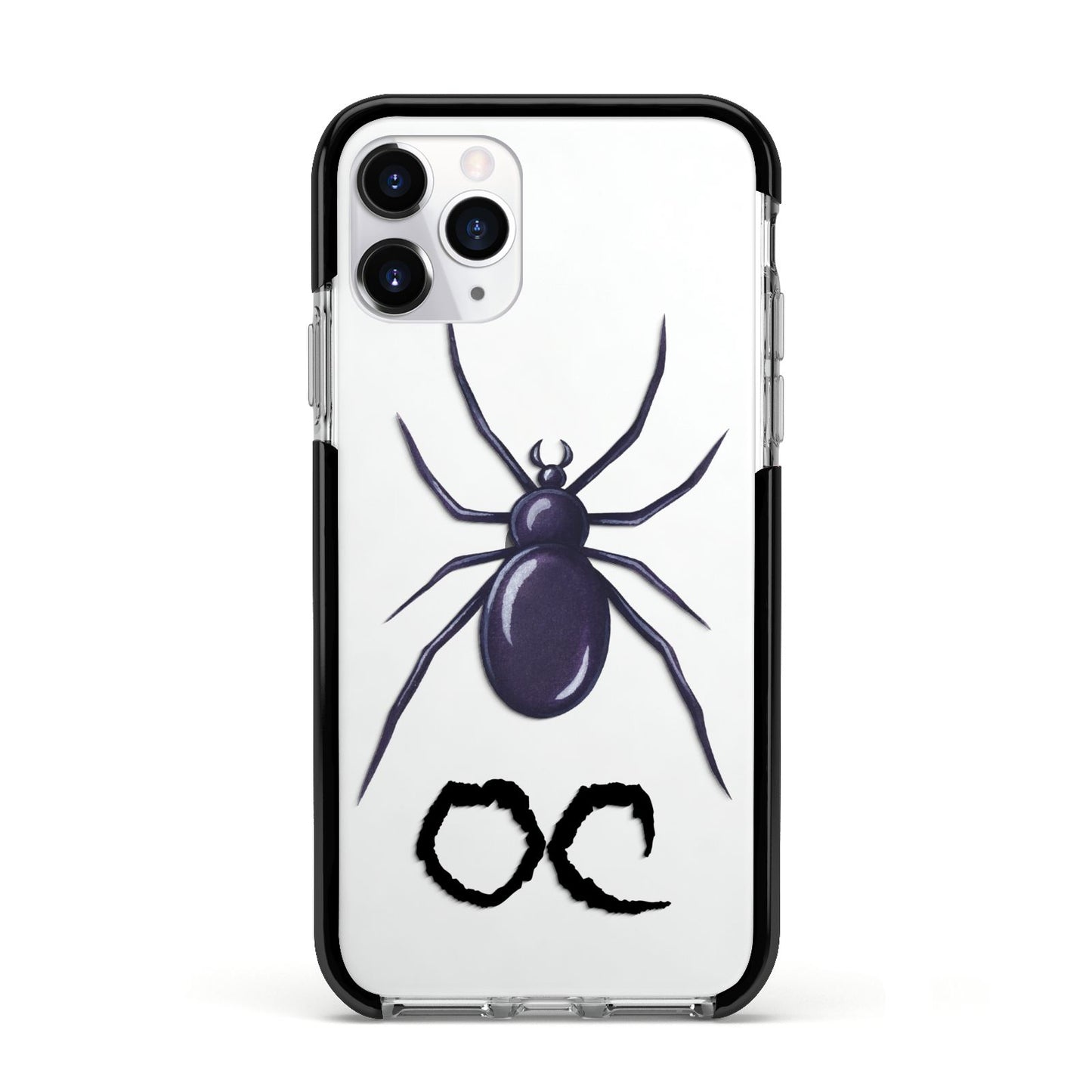 Personalised Halloween Spider Apple iPhone 11 Pro in Silver with Black Impact Case