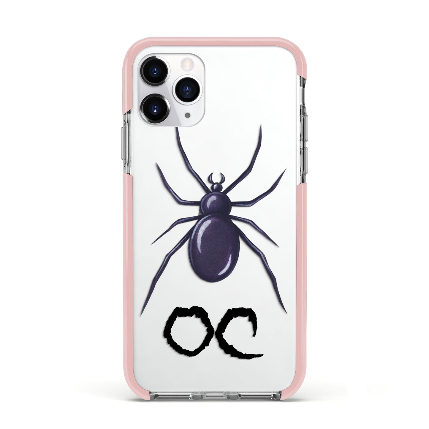 Personalised Halloween Spider Apple iPhone 11 Pro in Silver with Pink Impact Case