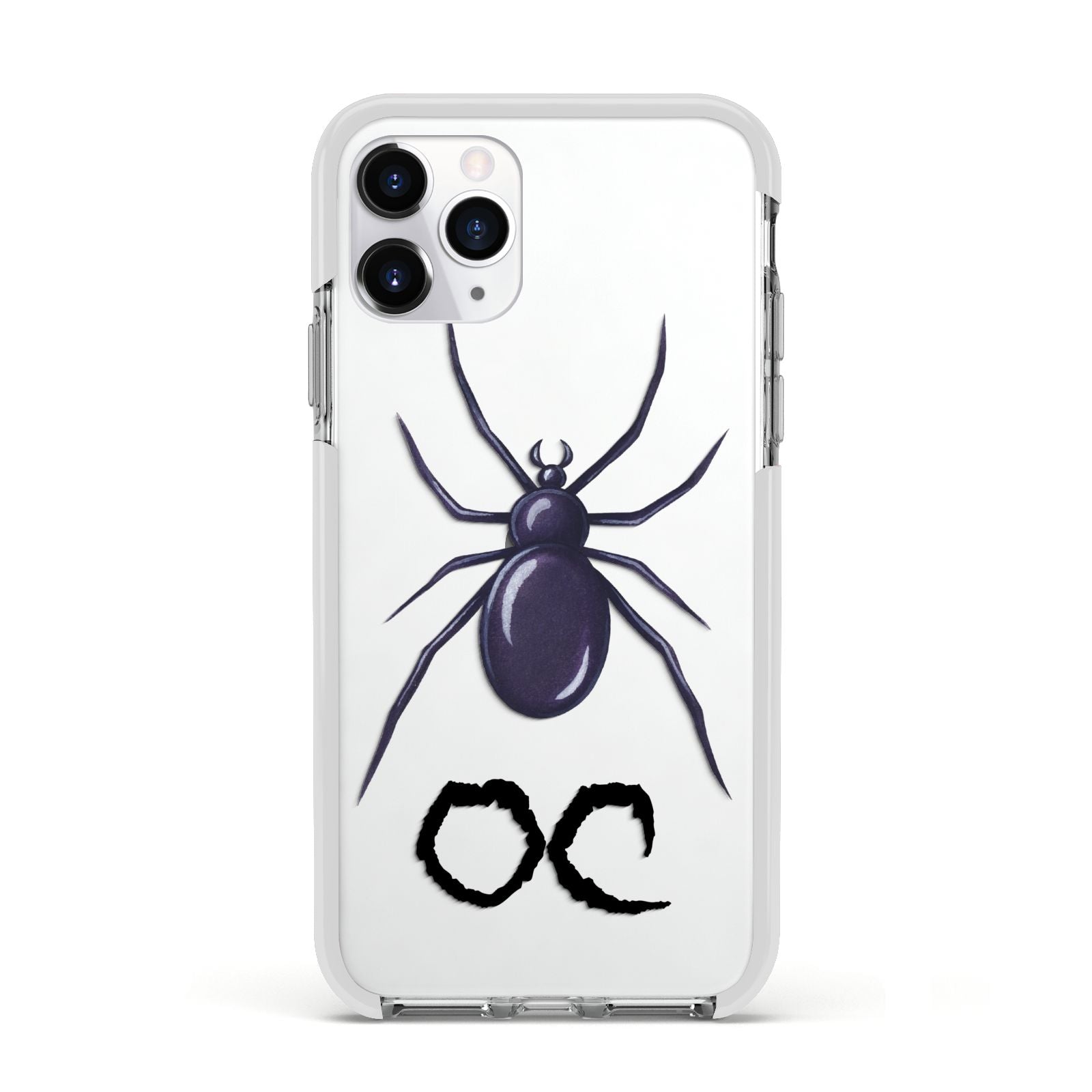 Personalised Halloween Spider Apple iPhone 11 Pro in Silver with White Impact Case