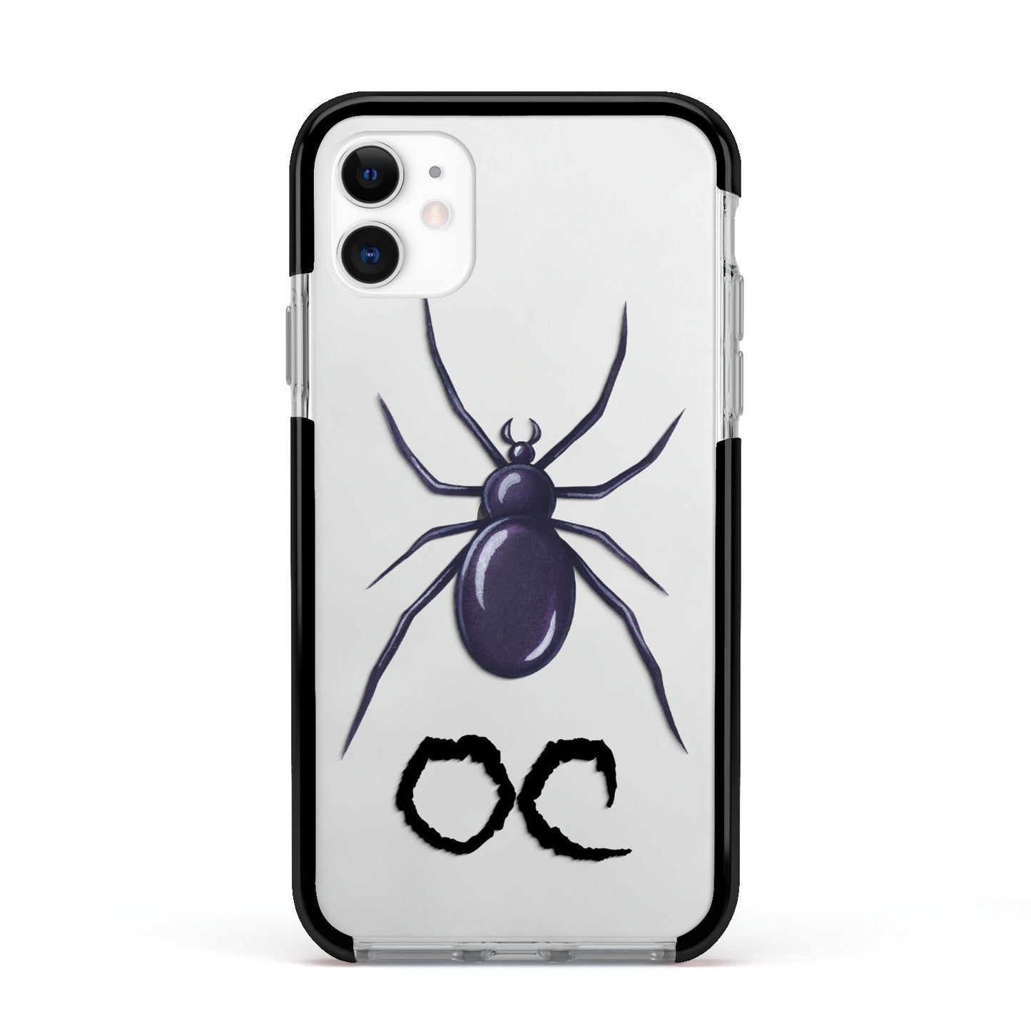 Personalised Halloween Spider Apple iPhone 11 in White with Black Impact Case