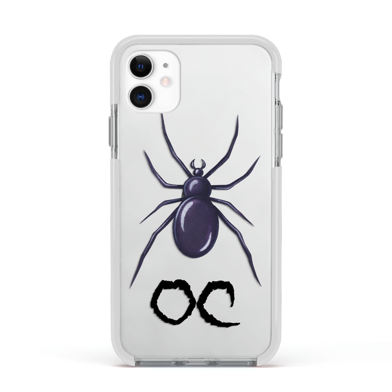 Personalised Halloween Spider Apple iPhone 11 in White with White Impact Case