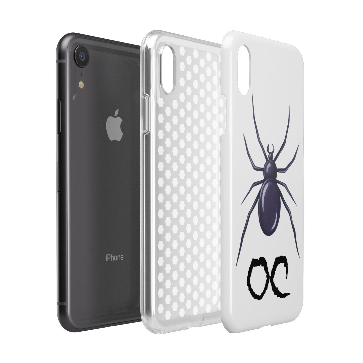 Personalised Halloween Spider Apple iPhone XR Black 3D Tough Case Expanded view