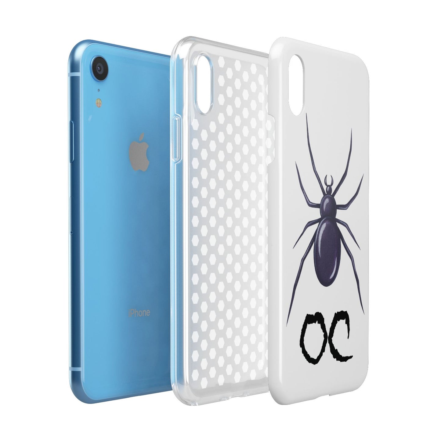 Personalised Halloween Spider Apple iPhone XR Blue 3D Tough Case Expanded view