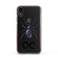 Personalised Halloween Spider Apple iPhone XR Impact Case Pink Edge on Black Phone