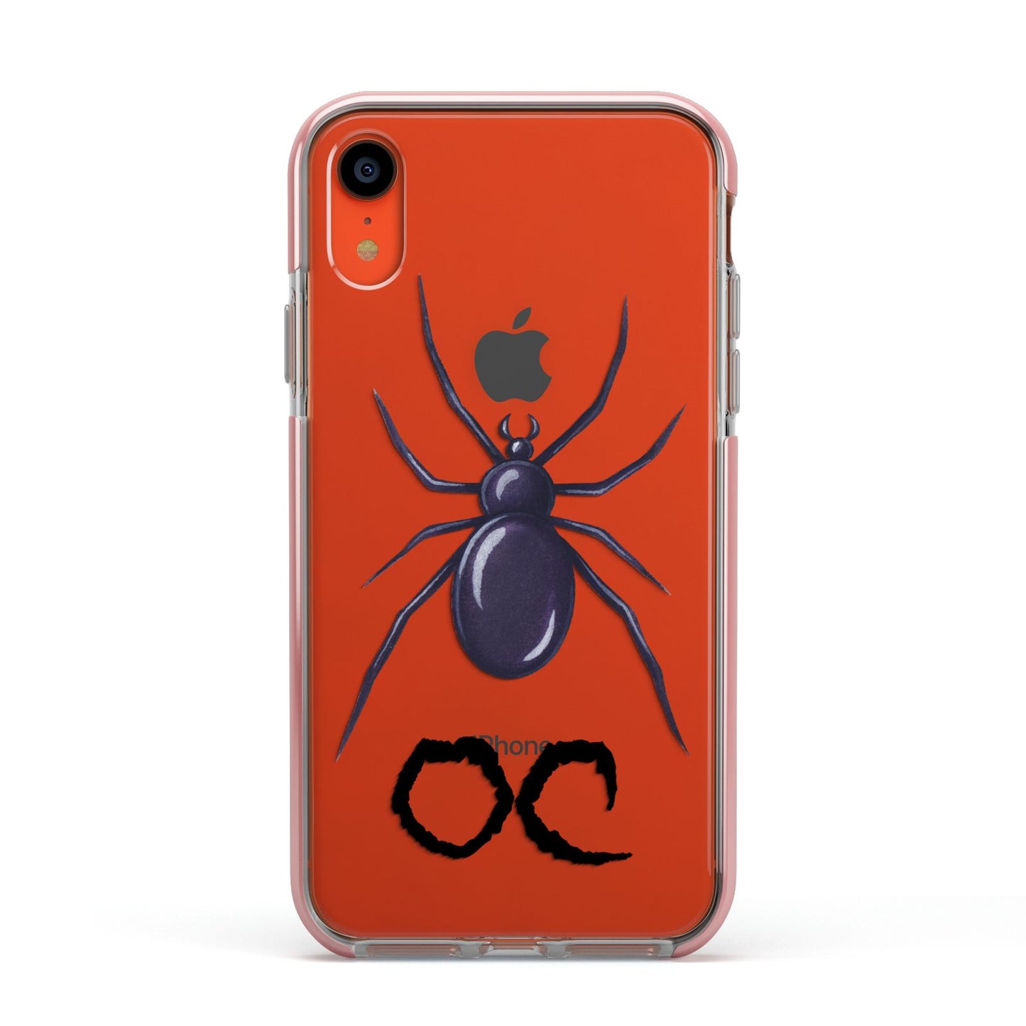 Personalised Halloween Spider Apple iPhone XR Impact Case Pink Edge on Coral Phone