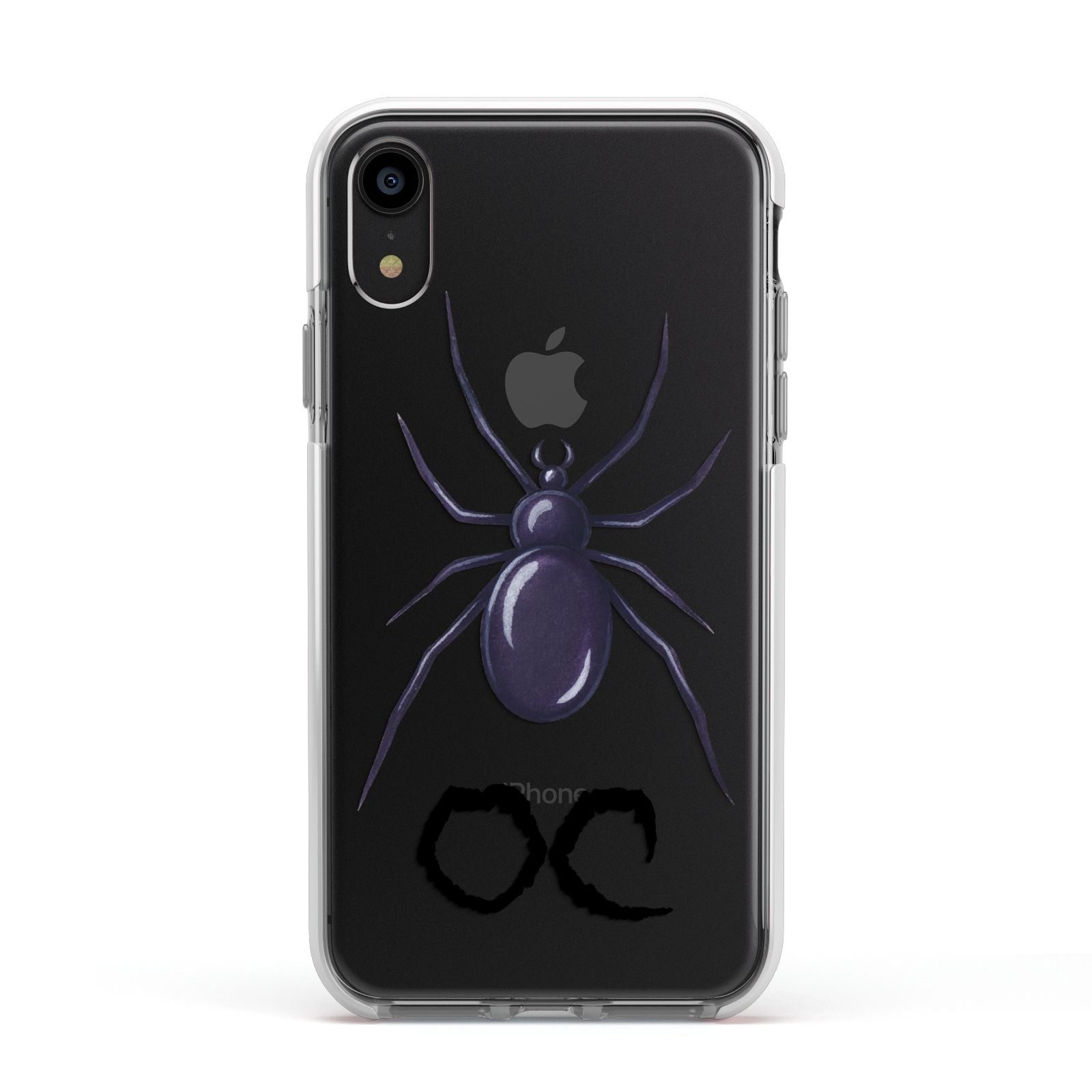 Personalised Halloween Spider Apple iPhone XR Impact Case White Edge on Black Phone