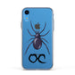 Personalised Halloween Spider Apple iPhone XR Impact Case White Edge on Blue Phone