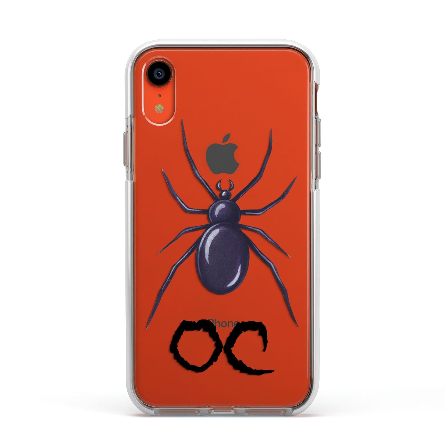 Personalised Halloween Spider Apple iPhone XR Impact Case White Edge on Coral Phone