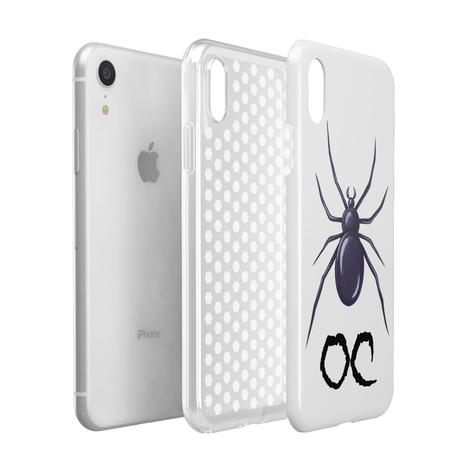 Personalised Halloween Spider Apple iPhone XR White 3D Tough Case Expanded view