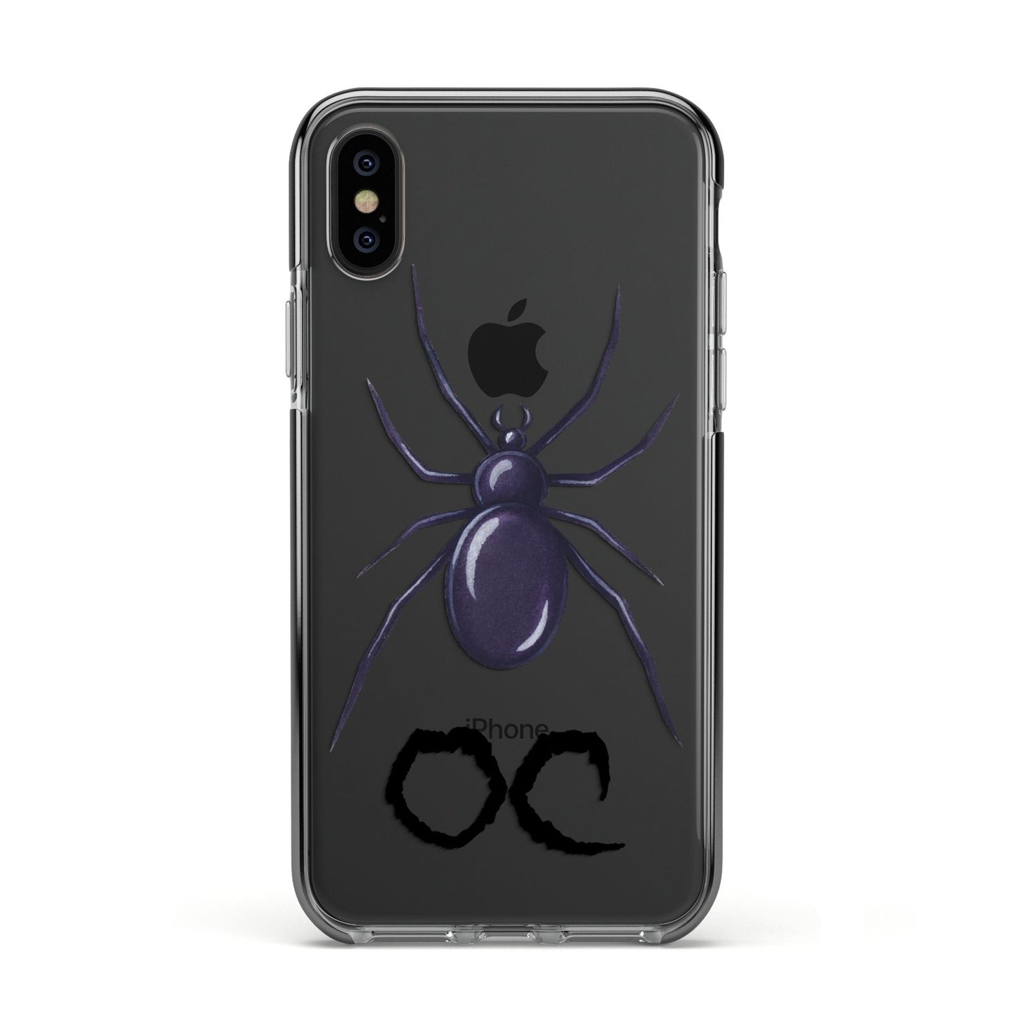 Personalised Halloween Spider Apple iPhone Xs Impact Case Black Edge on Black Phone