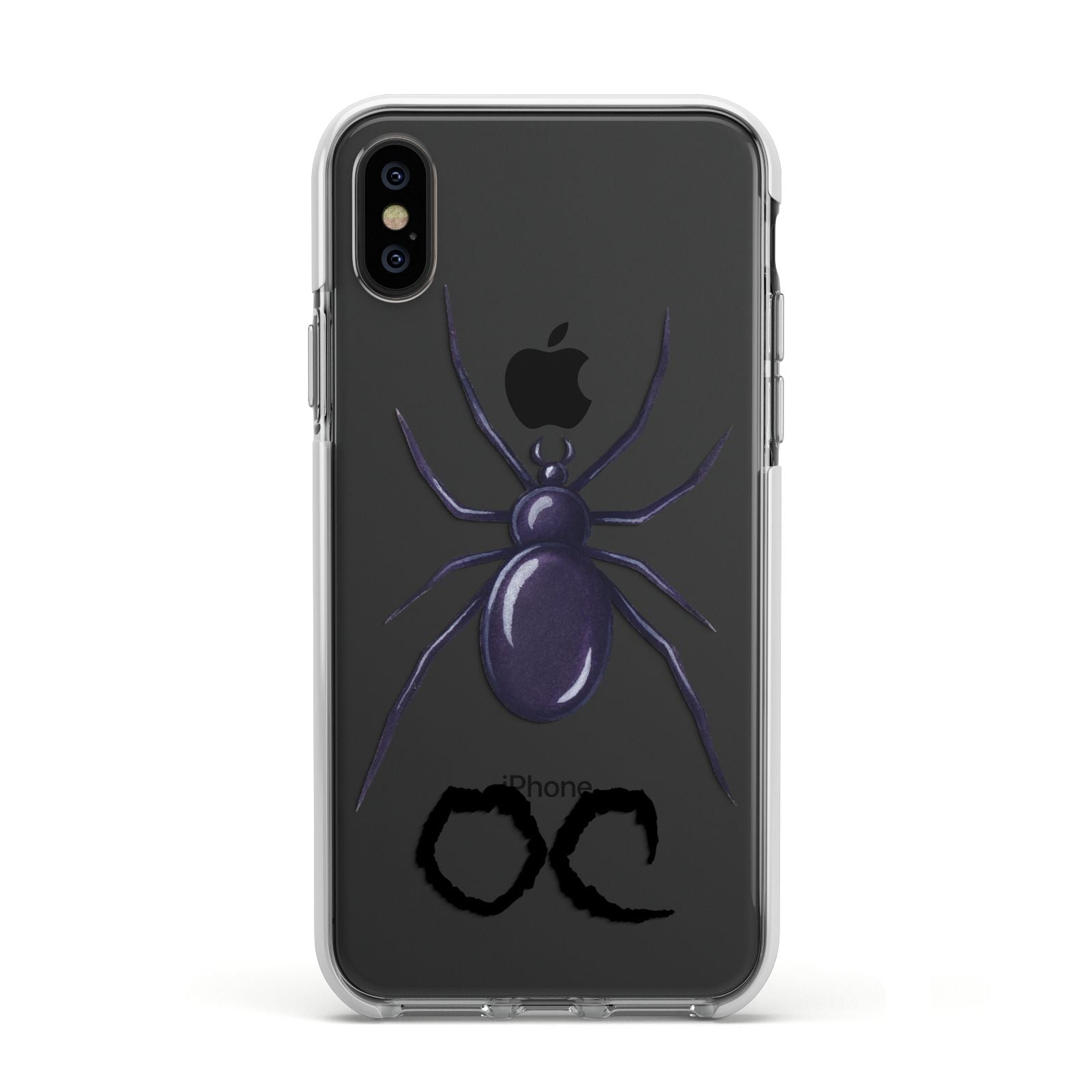Personalised Halloween Spider Apple iPhone Xs Impact Case White Edge on Black Phone