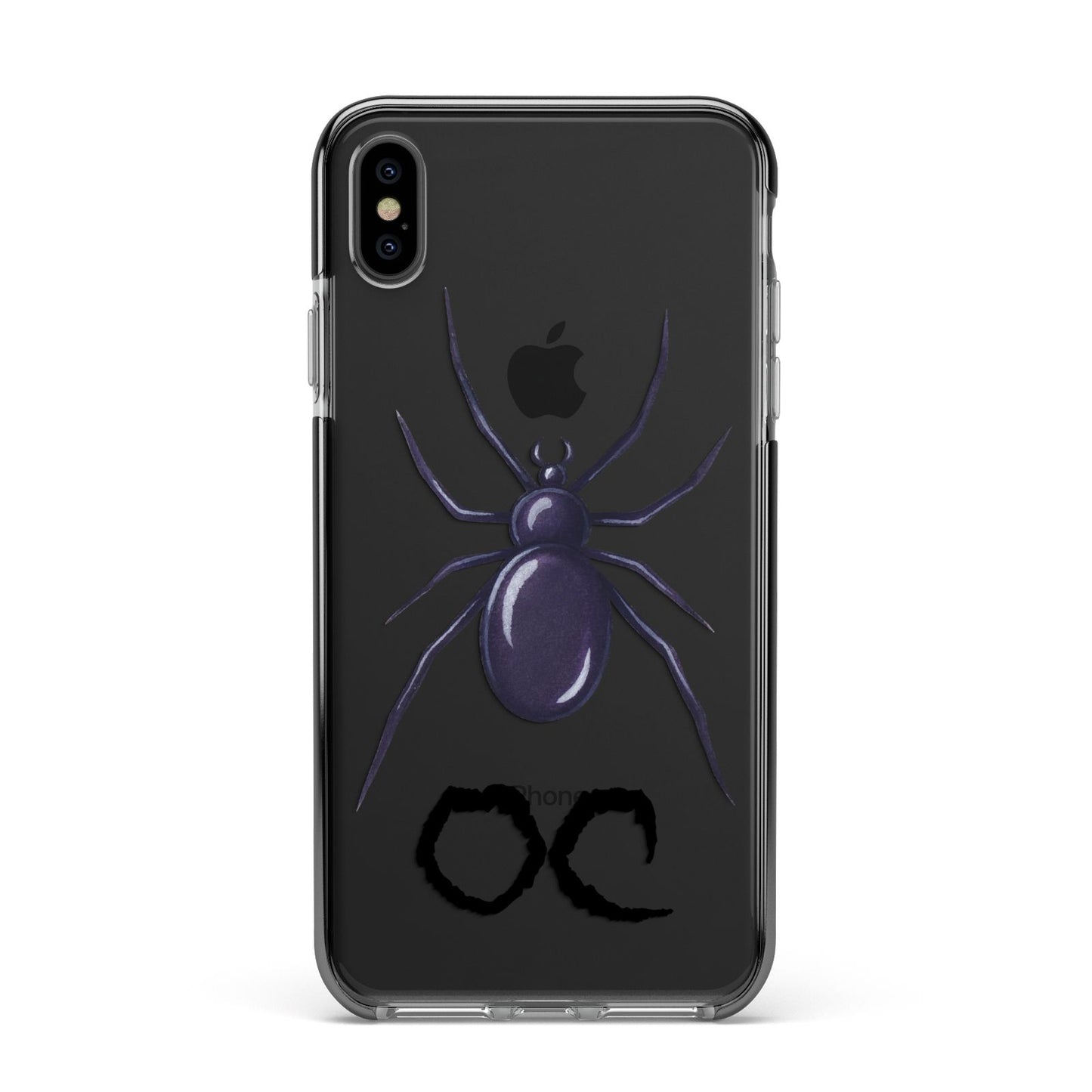 Personalised Halloween Spider Apple iPhone Xs Max Impact Case Black Edge on Black Phone