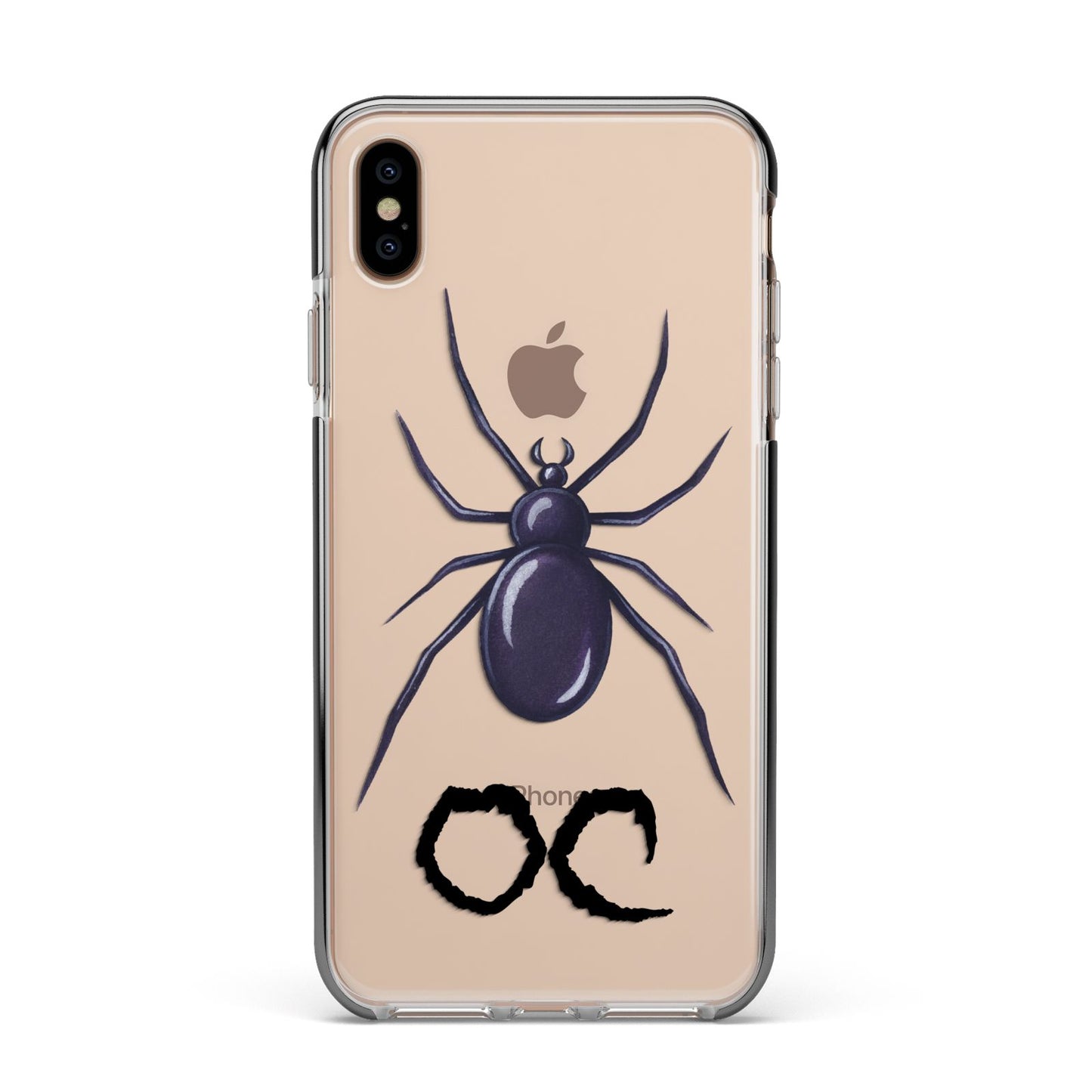 Personalised Halloween Spider Apple iPhone Xs Max Impact Case Black Edge on Gold Phone