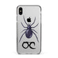 Personalised Halloween Spider Apple iPhone Xs Max Impact Case Black Edge on Silver Phone