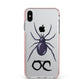 Personalised Halloween Spider Apple iPhone Xs Max Impact Case Pink Edge on Silver Phone