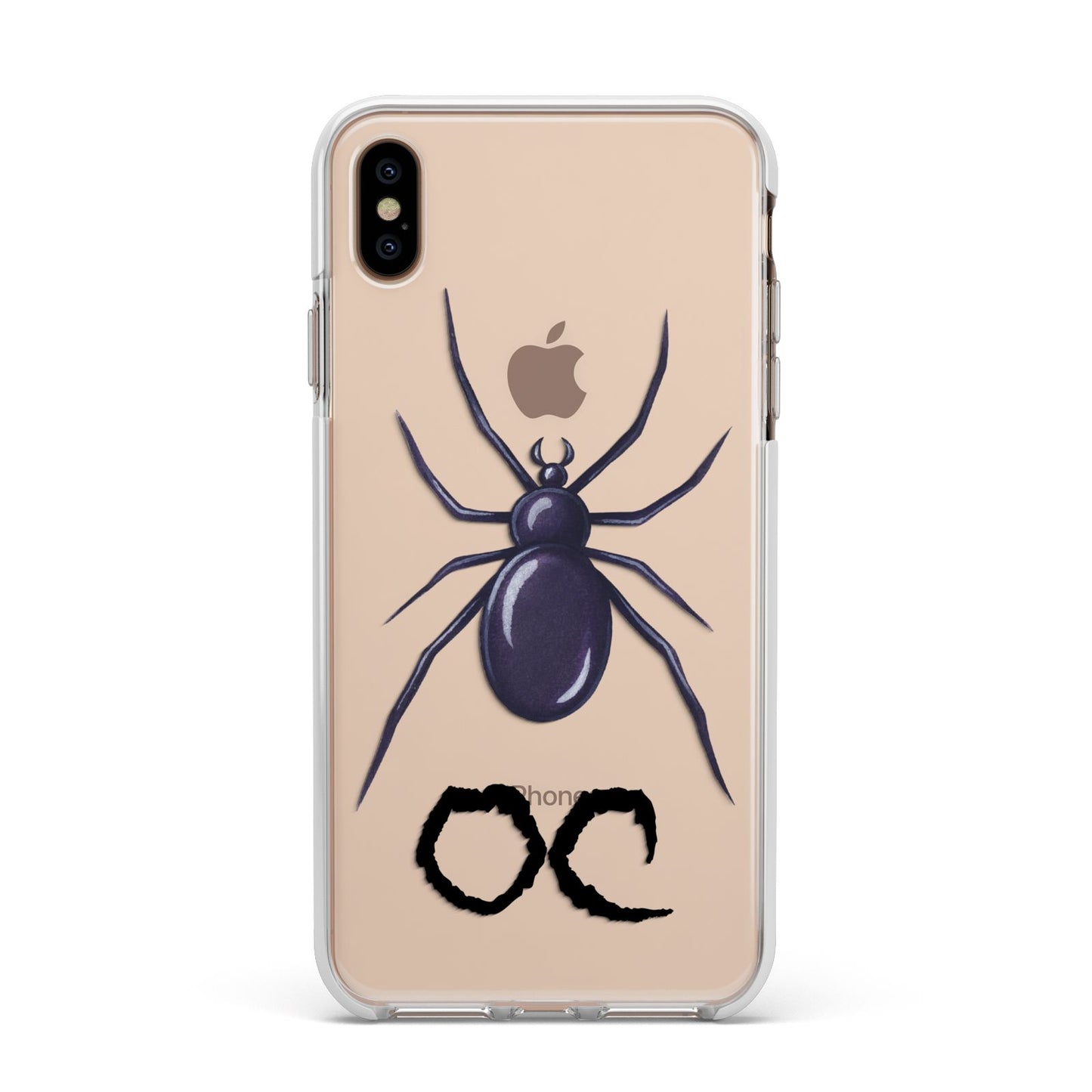 Personalised Halloween Spider Apple iPhone Xs Max Impact Case White Edge on Gold Phone