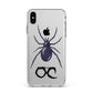 Personalised Halloween Spider Apple iPhone Xs Max Impact Case White Edge on Silver Phone