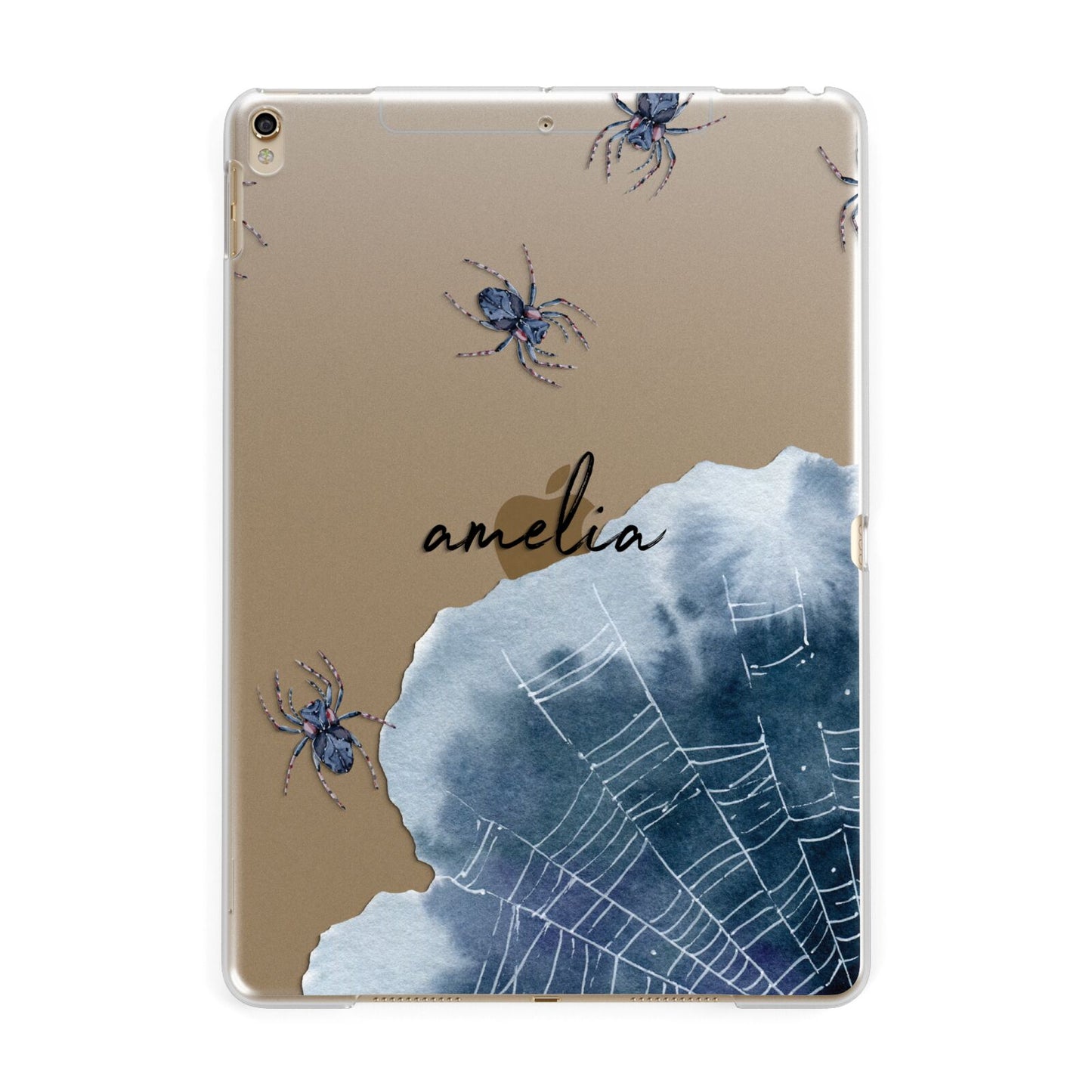 Personalised Halloween Spider Web Apple iPad Gold Case