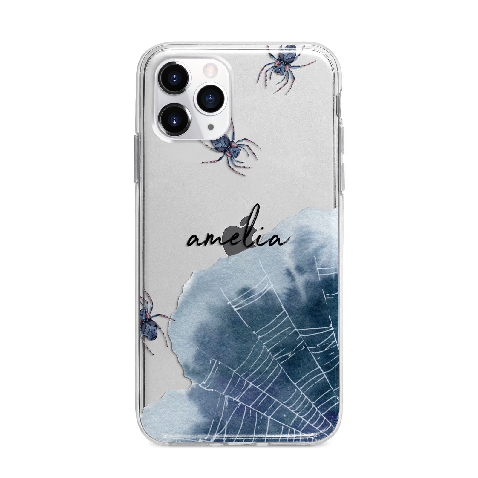 Personalised Halloween Spider Web Apple iPhone 11 Pro Max in Silver with Bumper Case