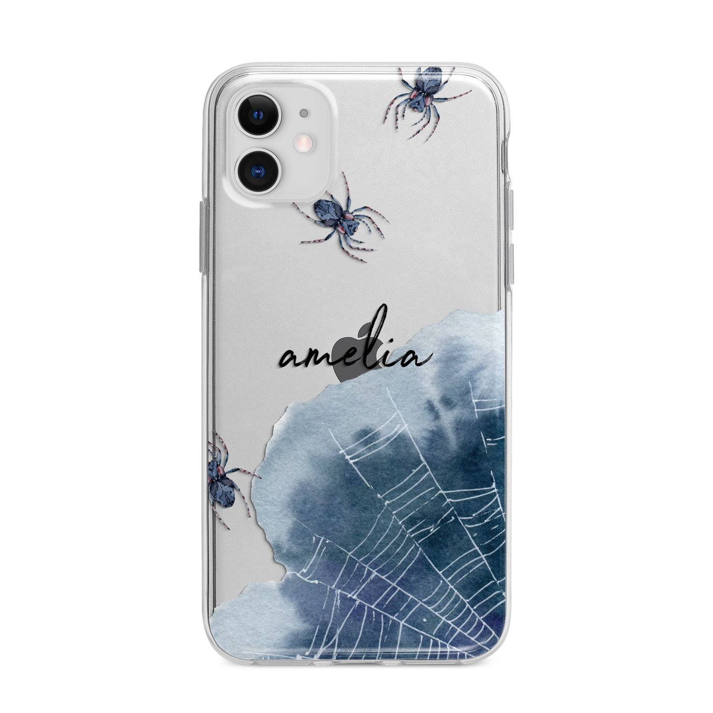 Personalised Halloween Spider Web Apple iPhone 11 in White with Bumper Case