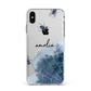 Personalised Halloween Spider Web Apple iPhone Xs Max Impact Case White Edge on Silver Phone