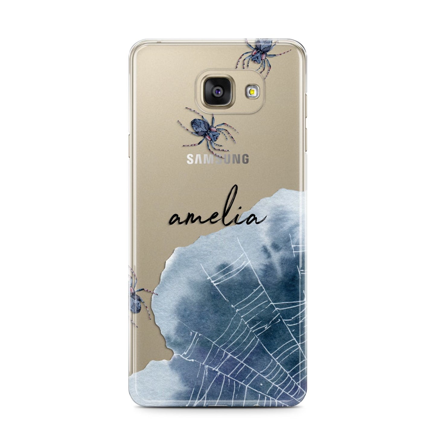 Personalised Halloween Spider Web Samsung Galaxy A7 2016 Case on gold phone