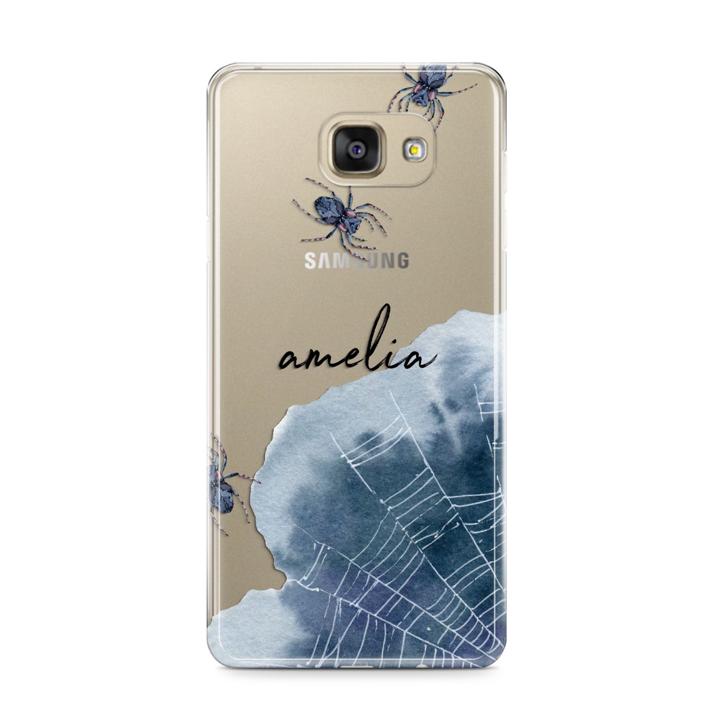 Personalised Halloween Spider Web Samsung Galaxy A9 2016 Case on gold phone