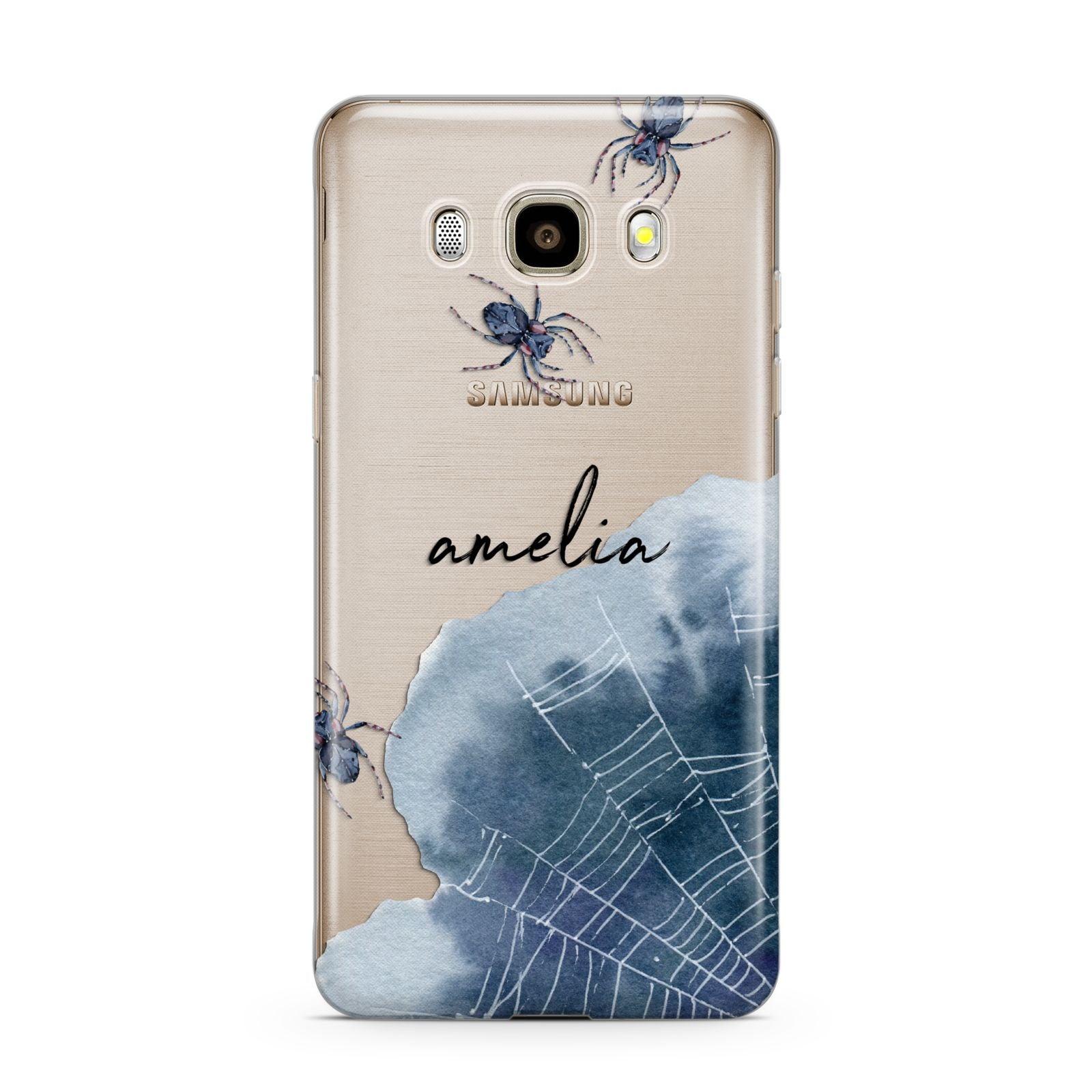 Personalised Halloween Spider Web Samsung Galaxy J7 2016 Case on gold phone