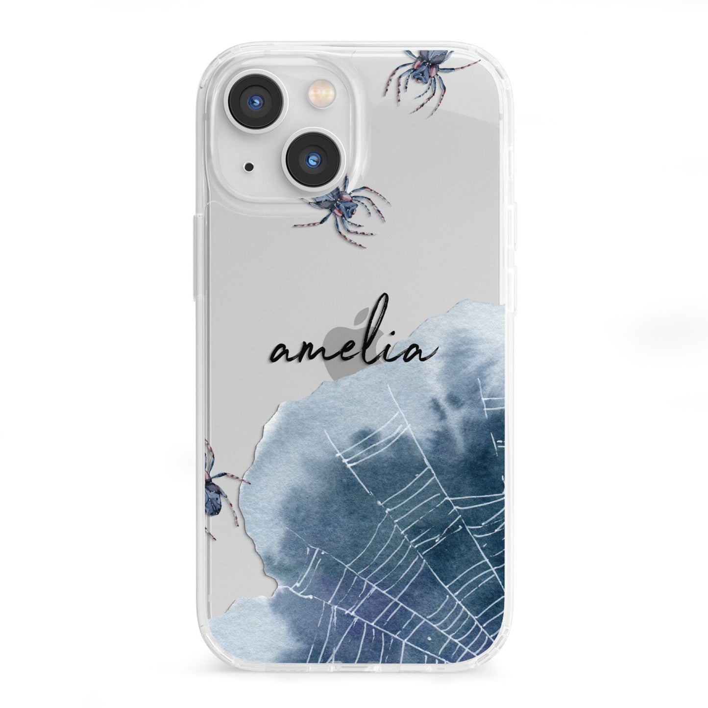Personalised Halloween Spider Web iPhone 13 Mini Clear Bumper Case