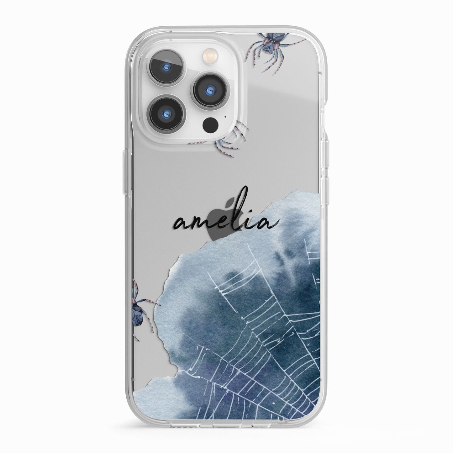 Personalised Halloween Spider Web iPhone 13 Pro TPU Impact Case with White Edges