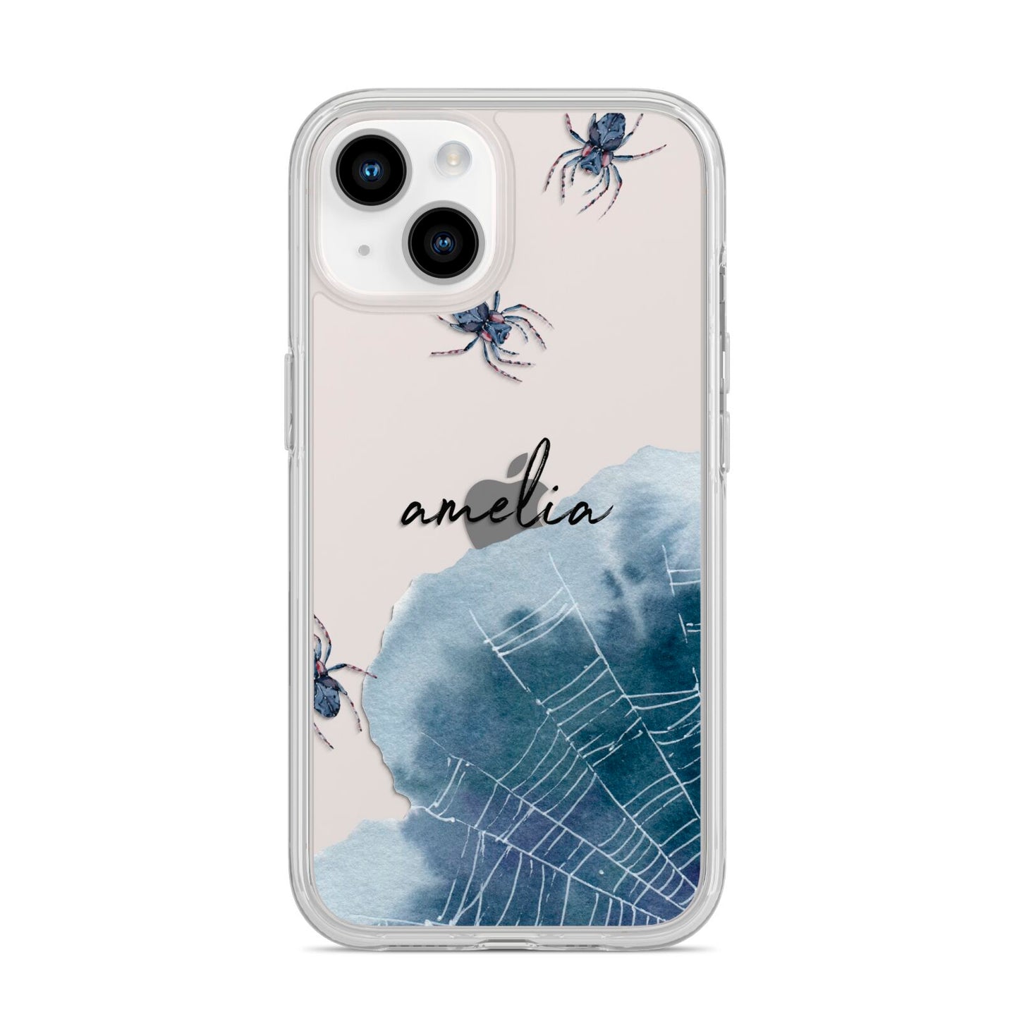 Personalised Halloween Spider Web iPhone 14 Clear Tough Case Starlight