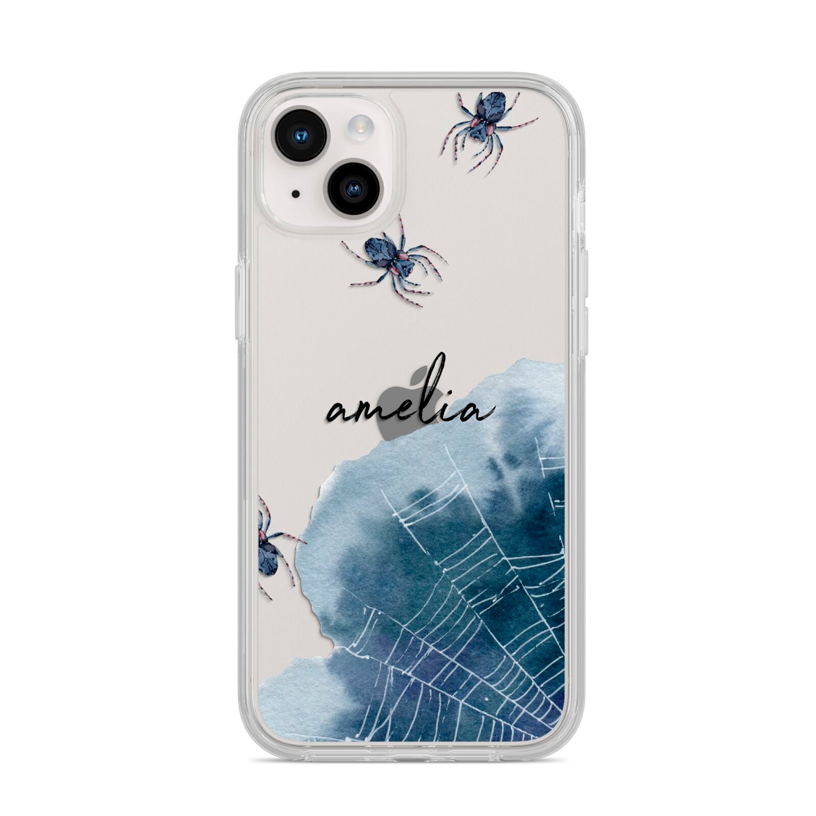 Personalised Halloween Spider Web iPhone 14 Plus Clear Tough Case Starlight
