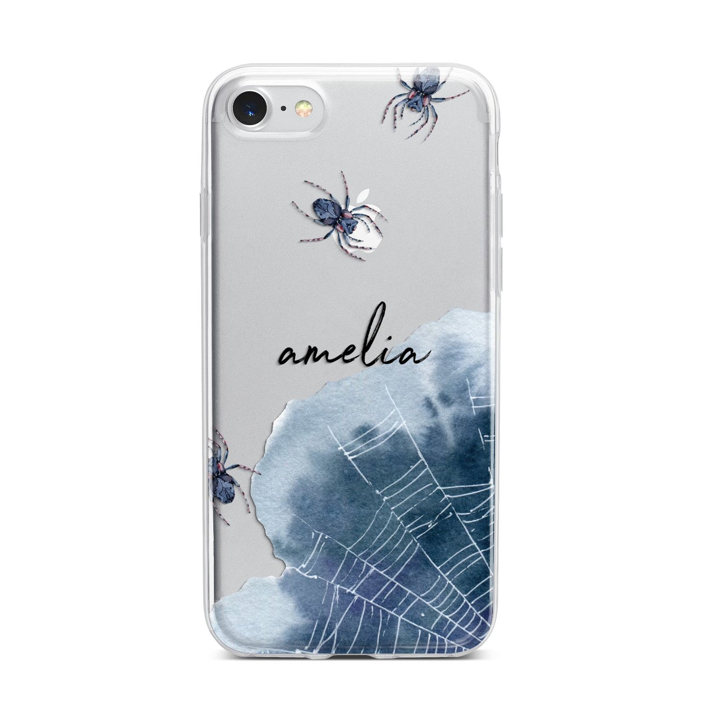 Personalised Halloween Spider Web iPhone 7 Bumper Case on Silver iPhone