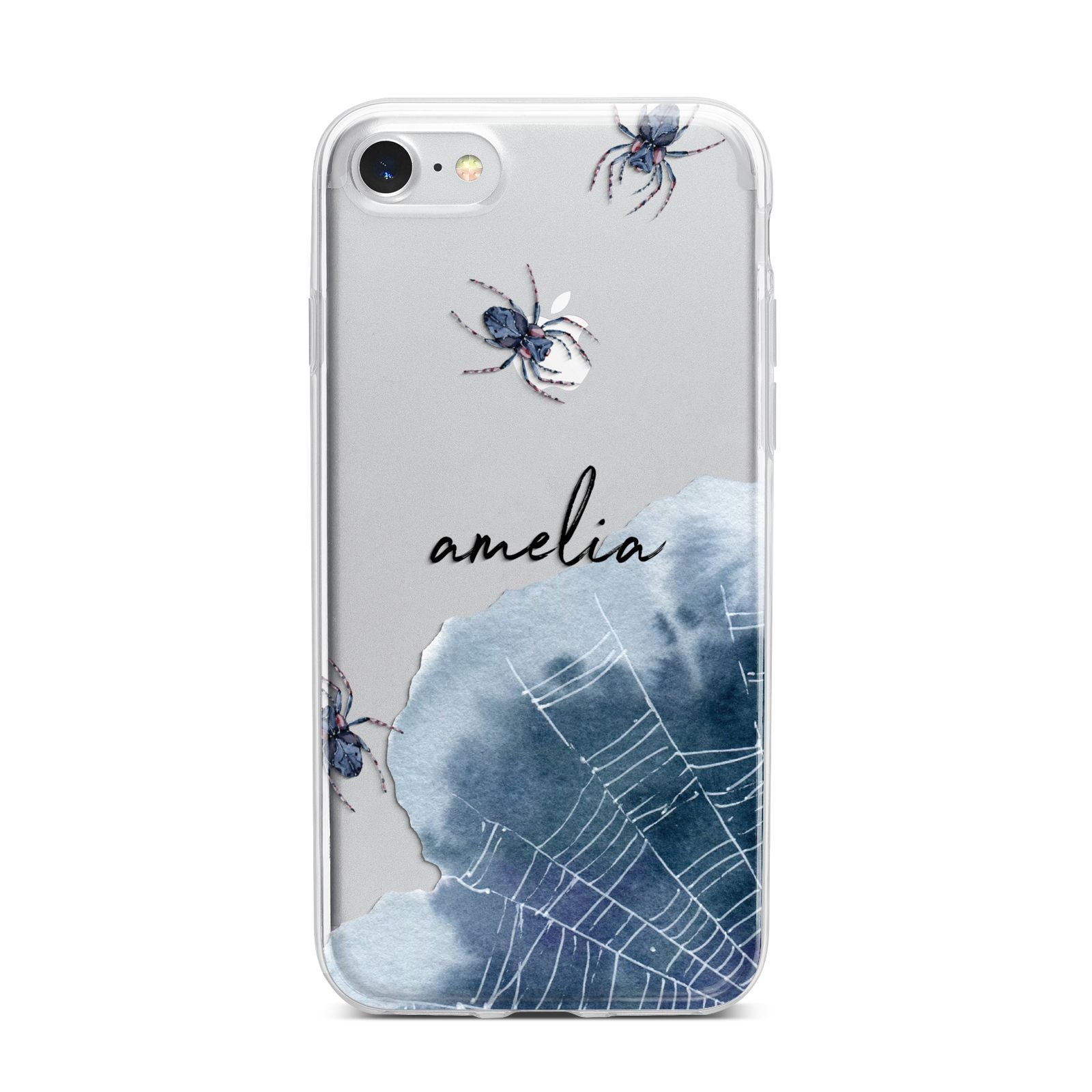 Personalised Halloween Spider Web iPhone 7 Bumper Case on Silver iPhone