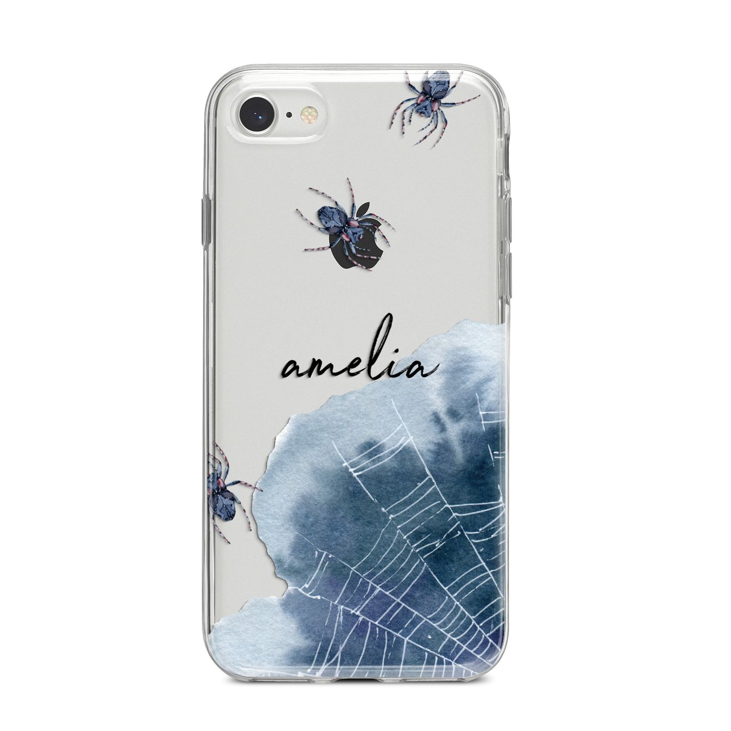 Personalised Halloween Spider Web iPhone 8 Bumper Case on Silver iPhone