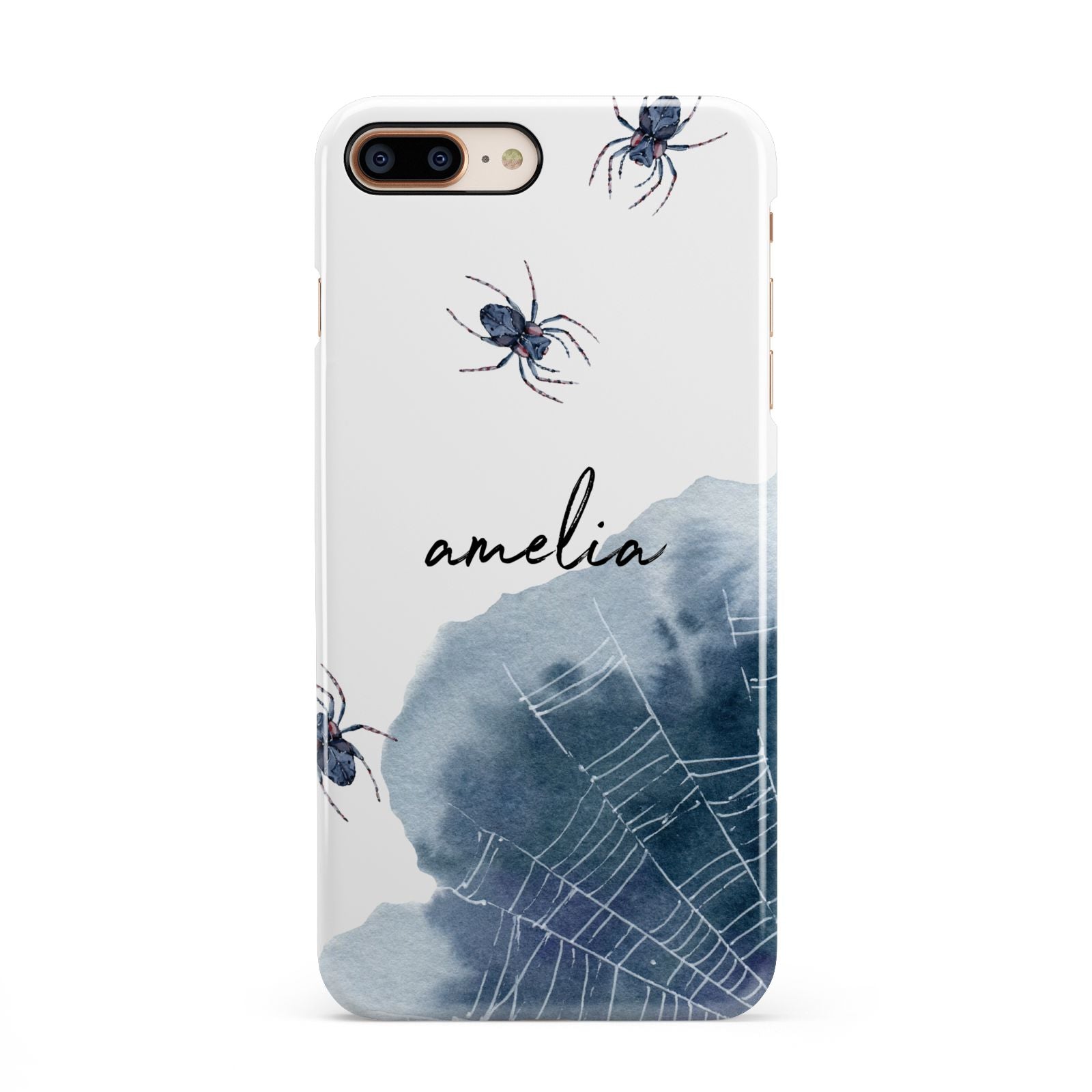 Personalised Halloween Spider Web iPhone 8 Plus 3D Snap Case on Gold Phone