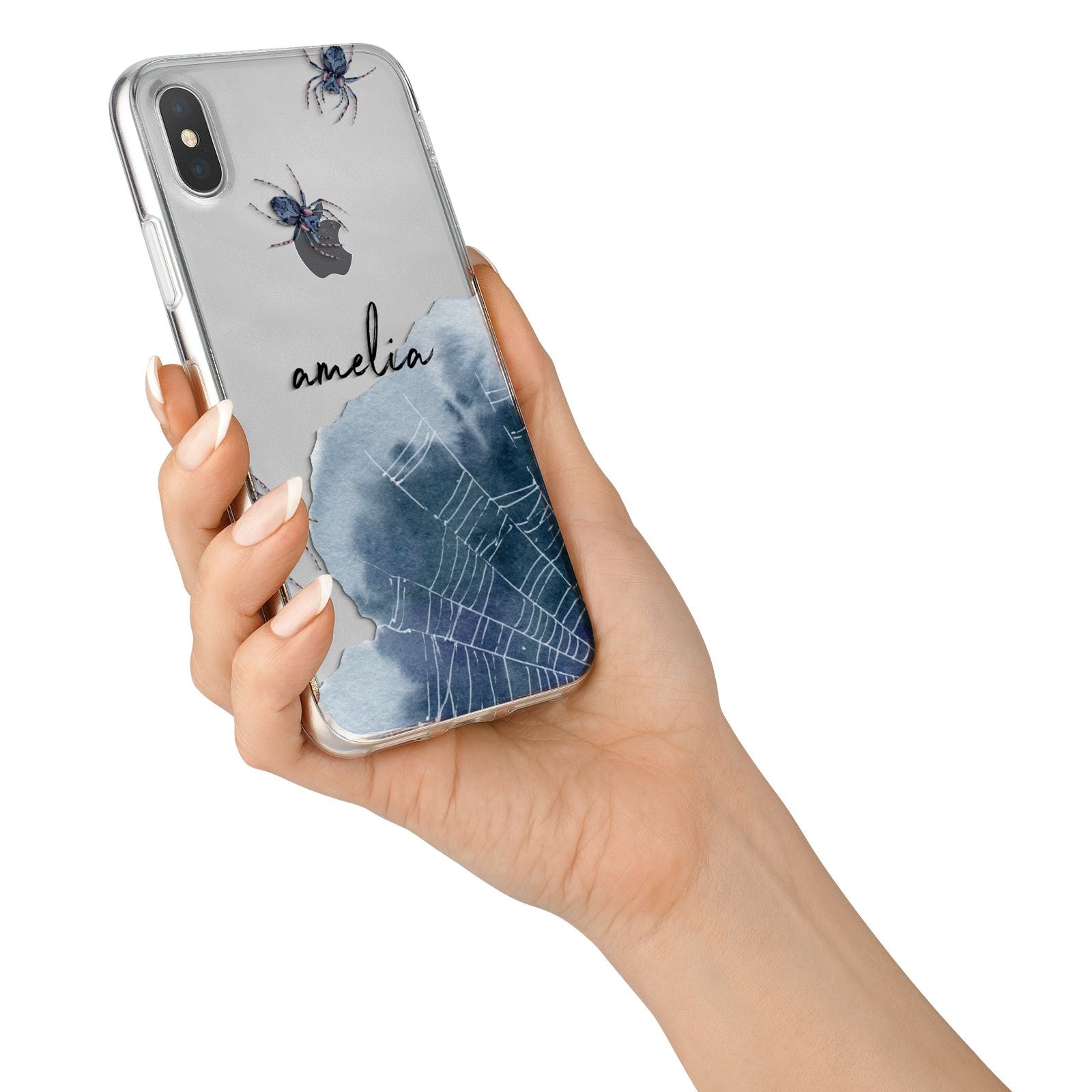 Personalised Halloween Spider Web iPhone X Bumper Case on Silver iPhone Alternative Image 2