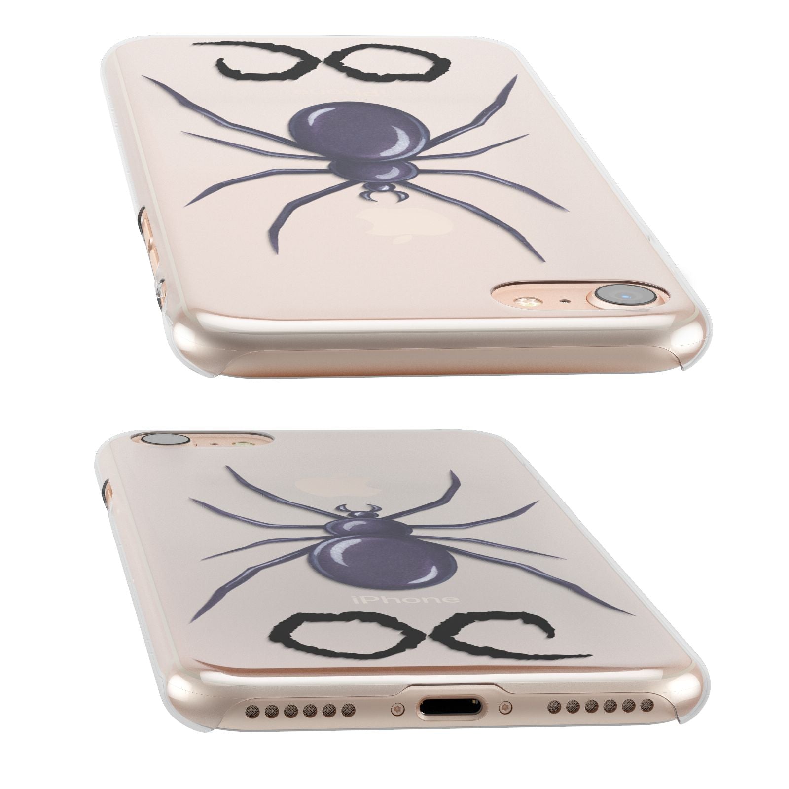 Personalised Halloween Spider iPhone 6 2D Snap Case side angle on Silver Phone