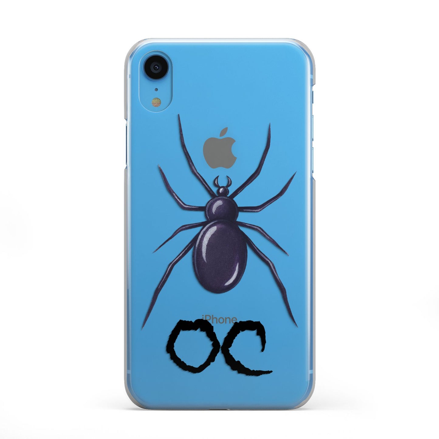 Personalised Halloween Spider iPhone XR 2D Snap Case on Blue Phone