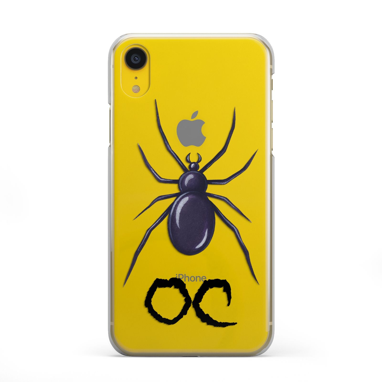 Personalised Halloween Spider iPhone XR 2D Snap on Yellow Phone