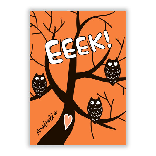 Personalised Halloween Tree A5 Flat Greetings Card
