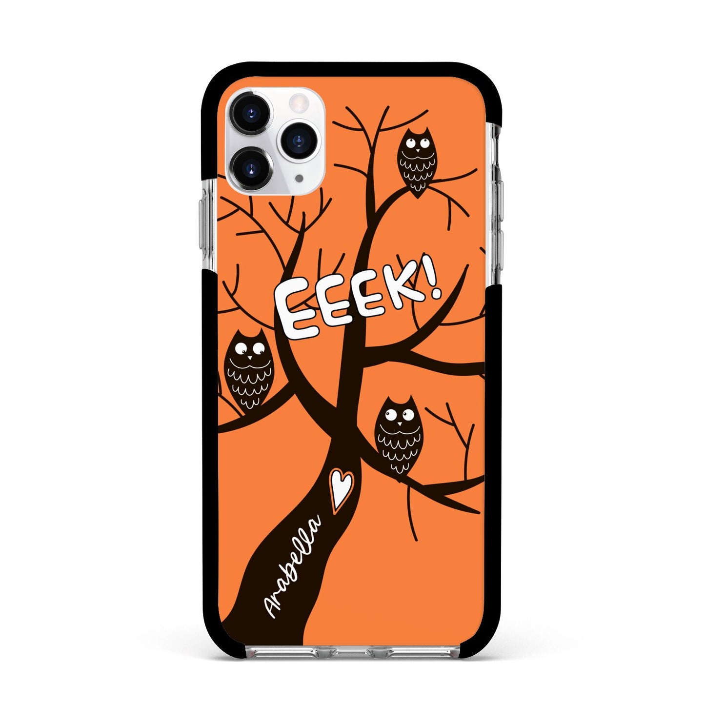 Personalised Halloween Tree Apple iPhone 11 Pro Max in Silver with Black Impact Case